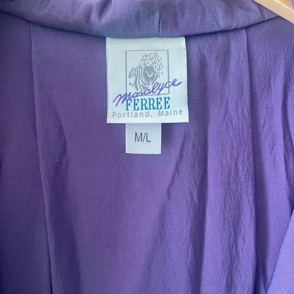 VTG Maralyce Ferree Purple Iridescent Hooded Maxi Windbreaker Coat M/L (XL) - Picture 11 of 13